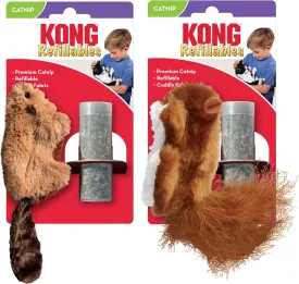 KONG Refillables Catnip Toys, Assorted 2-Pack  Plush Cat Toys with Refillable Catnip Pouch & Premium North American Catnip (Beaver and Squirrel)