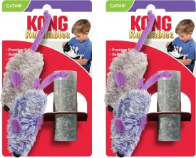 KONG Refillables Catnip Toys, Assorted 2-Pack  Plush Cat Toys with Refillable Catnip Pouch & Premium North American Catnip (Purple Frosty Mice 2 Pack)