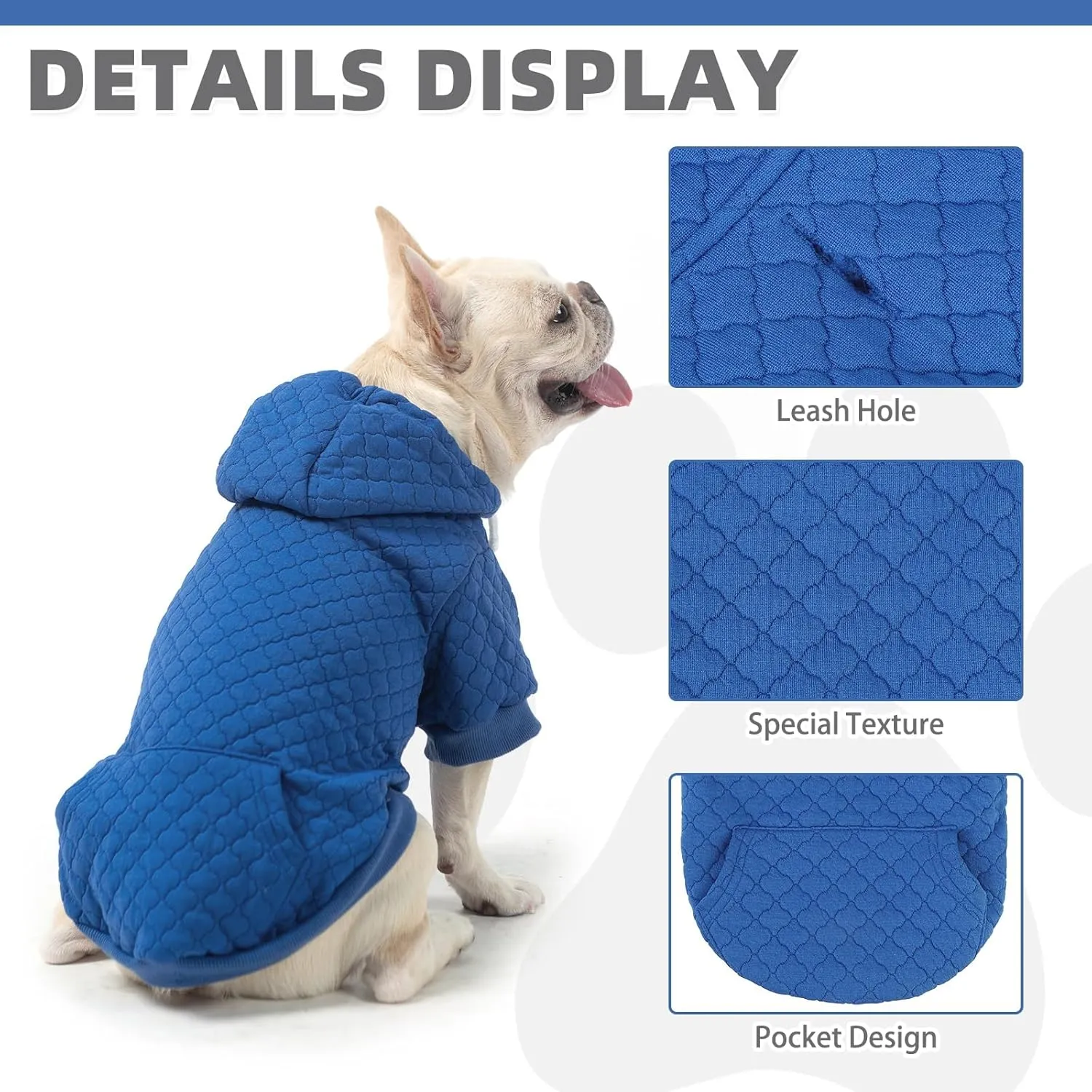 KOOLTAIL Dog Hoodie Pet Clothes Sweater with Hat and Pocket for Small Medium Large Dogs, Warm Soft Dog Cold Weather Coat, Clover Laminated Cotton Hooded Sweatshirt Outfit for Puppy Cats, Blue SM