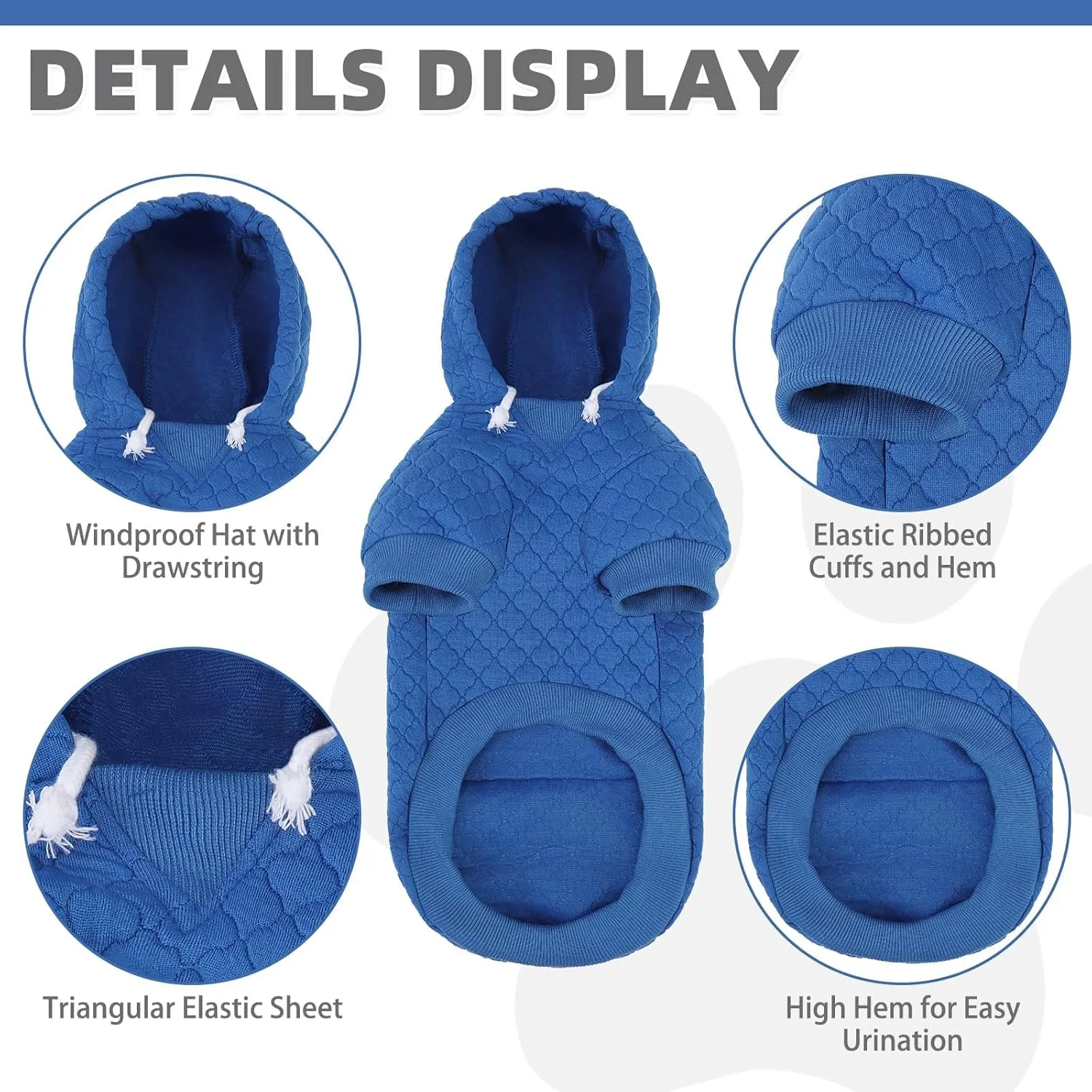 KOOLTAIL Dog Hoodie Pet Clothes Sweater with Hat and Pocket for Small Medium Large Dogs, Warm Soft Dog Cold Weather Coat, Clover Laminated Cotton Hooded Sweatshirt Outfit for Puppy Cats, Blue SM