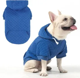 KOOLTAIL Dog Hoodie Pet Clothes Sweater with Hat and Pocket for Small Medium Large Dogs, Warm Soft Dog Cold Weather Coat, Clover Laminated Cotton Hooded Sweatshirt Outfit for Puppy Cats, Blue SM