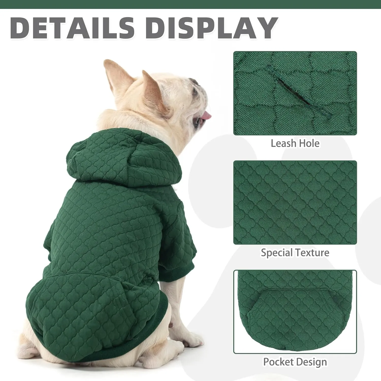 KOOLTAIL Dog Hoodie Pet Clothes Sweater with Hat and Pocket for Small Medium Large Dogs, Warm Soft Dog Cold Weather Coat, Clover Laminated Cotton Hooded Sweatshirt Outfit for Puppy Cats, Green SM