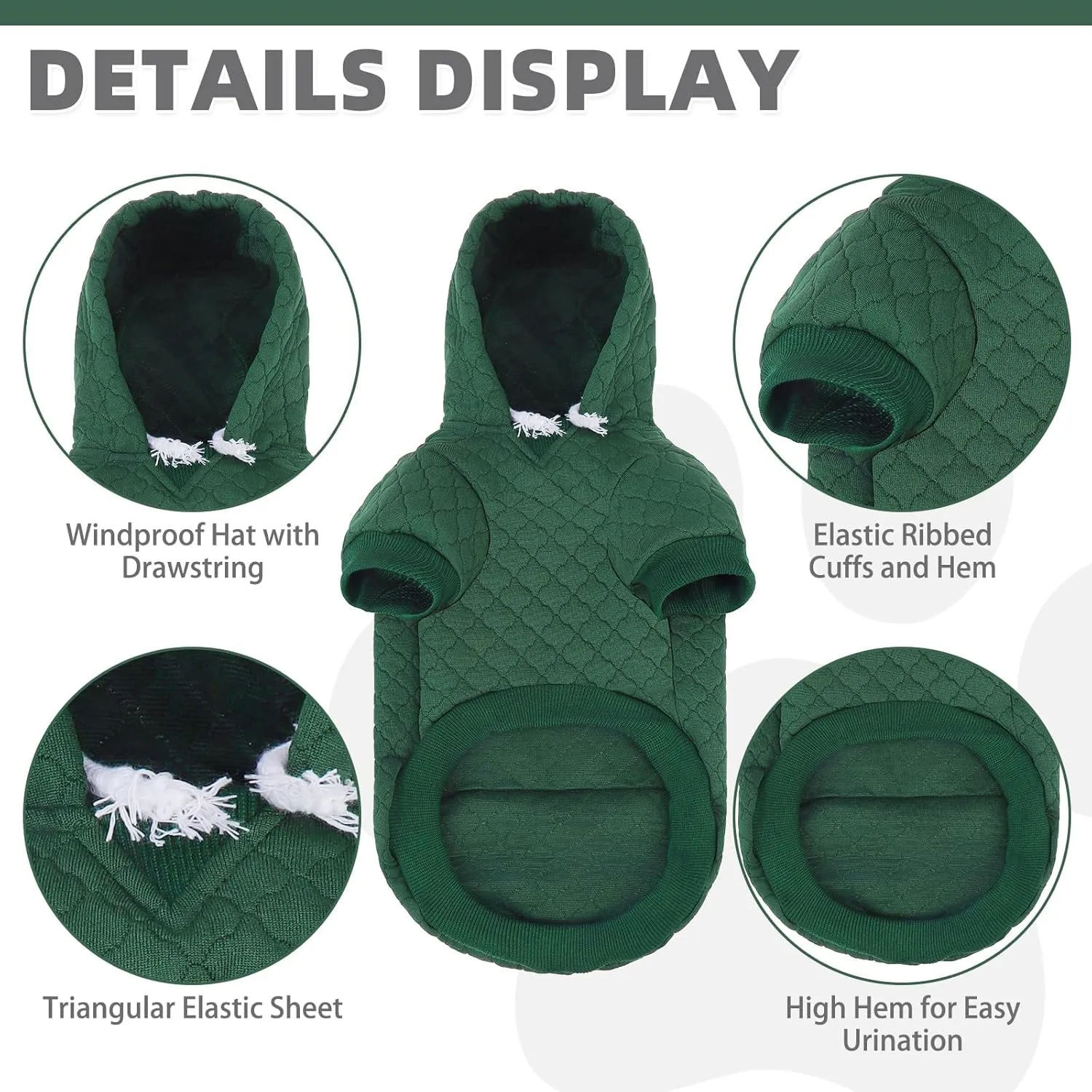 KOOLTAIL Dog Hoodie Pet Clothes Sweater with Hat and Pocket for Small Medium Large Dogs, Warm Soft Dog Cold Weather Coat, Clover Laminated Cotton Hooded Sweatshirt Outfit for Puppy Cats, Green SM