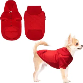 KOOLTAIL Warm Winter Coat for Small Dogs, Waterproof Dog Jacket with Leash Hole, Soft Pet Hoodie Sweater Clothes Outfit for Puppy Cats Girls Boys Red S