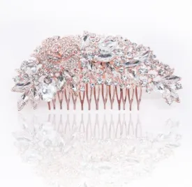 Leaf Shape Gold Color Bridal Hair Crystal Comb Wedding Day Accessory