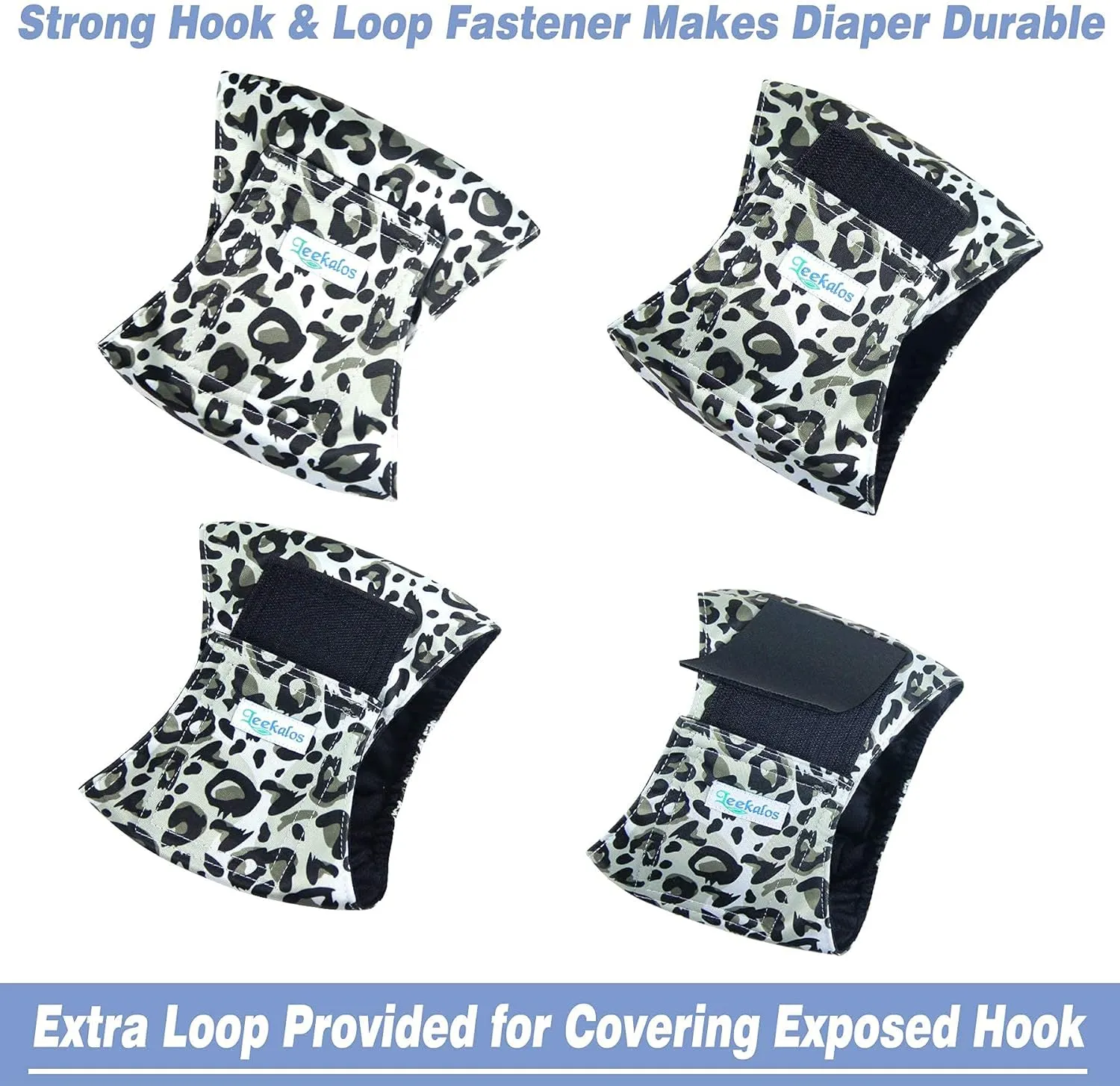 Leekalos Male Dog Diapers (3 Pack), High Absorbing Dog Belly Bands for Male Dogs, Washable Reusable Dog Male Wraps (Small, Leopard)