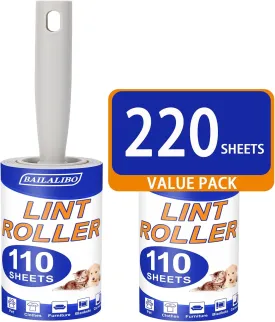 Lint Rollers for Pet Hair Extra Sticky, 220 Sheets Mega Value Set, Lint Remover for Clothes, Couch, Carpet, Dog & Cat, Furniture, Mini Travel Refills, for Daily Cleaning Tool