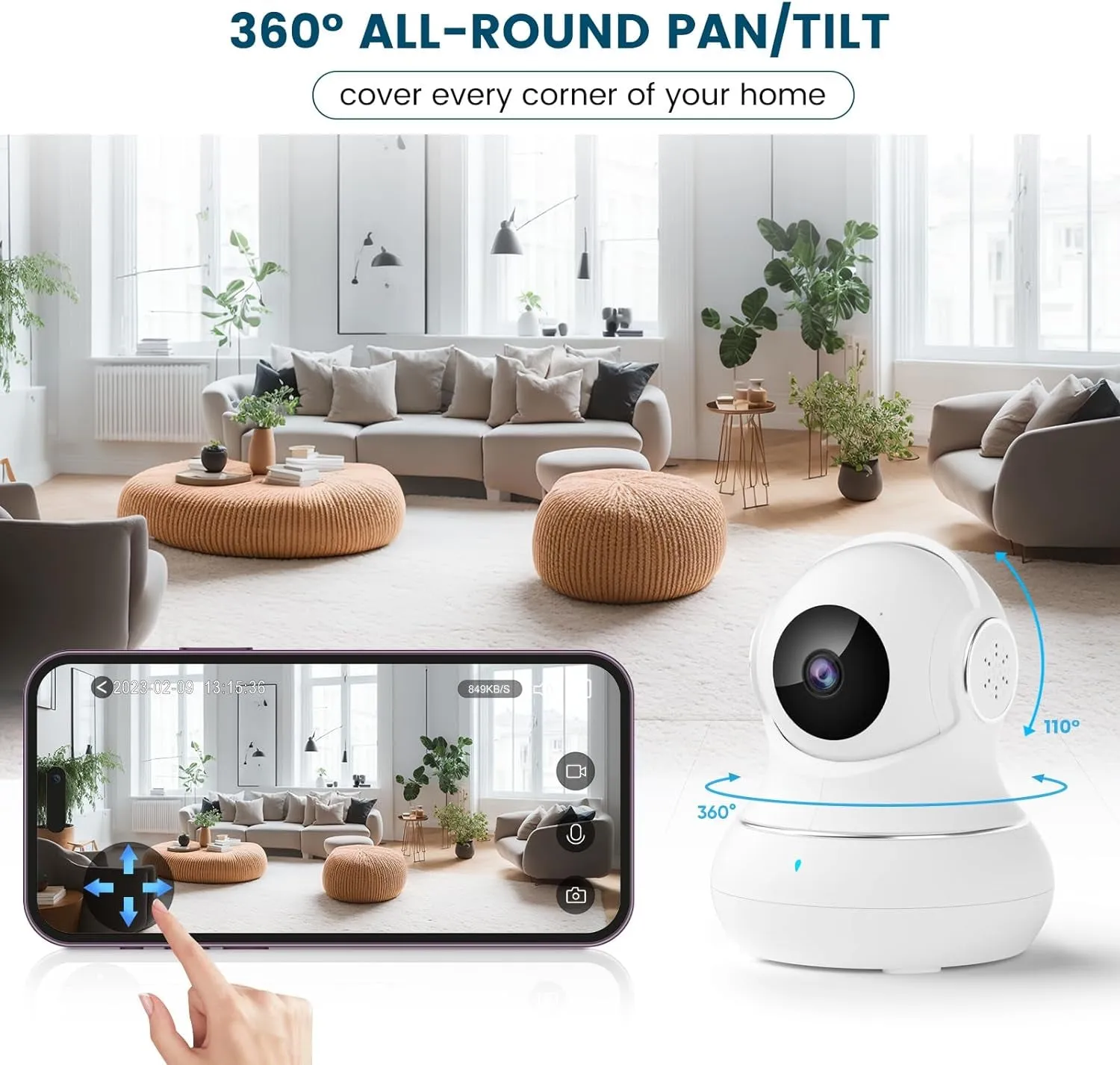 Litokam Security Camera Indoor 2K, 360 Pan/Tilt Cameras for Home Security with Motion Detection, Baby Monitor Camera for Pet/Dog with Night Vision, Wifi Camera with App & 2-Way Audio (Only 2.4Ghz