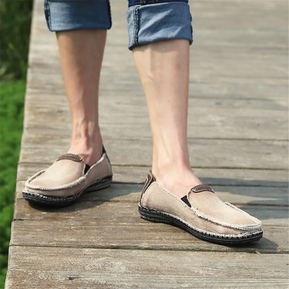 Men's Canvas Slip On Shoes Causal Breathable Loafers | runandup