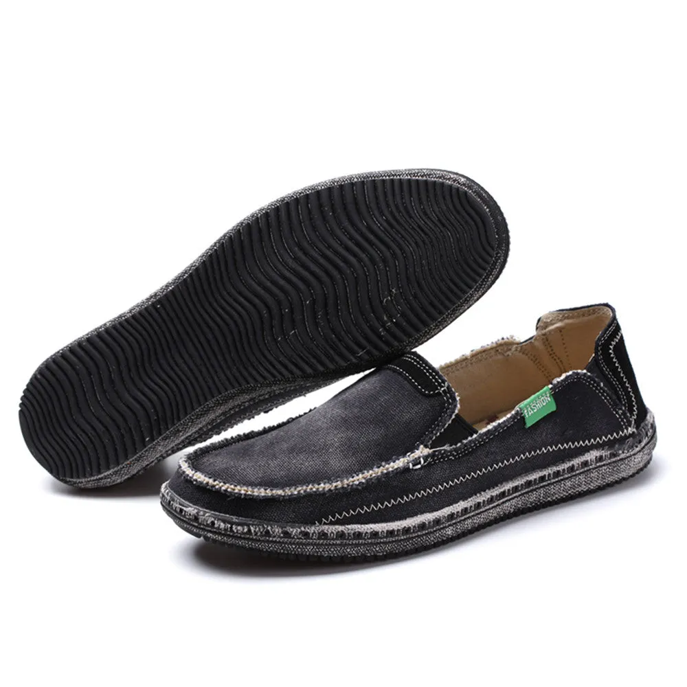 Men's Canvas Slip On Shoes Causal Breathable Loafers | runandup