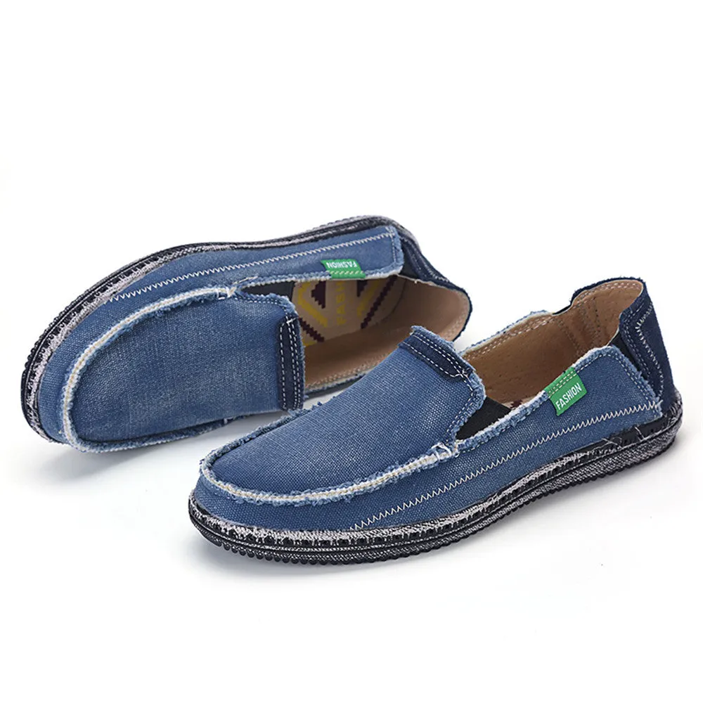 Men's Canvas Slip On Shoes Causal Breathable Loafers | runandup