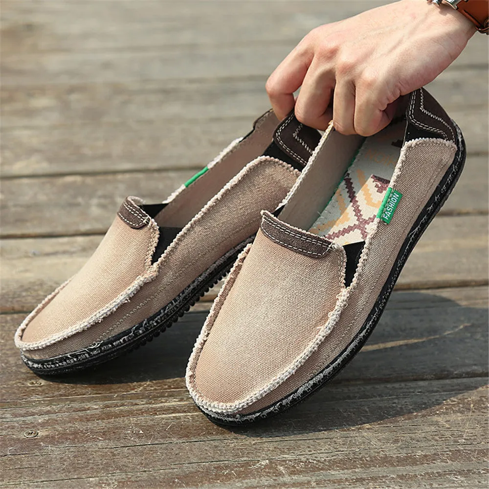 Men's Canvas Slip On Shoes Causal Breathable Loafers | runandup