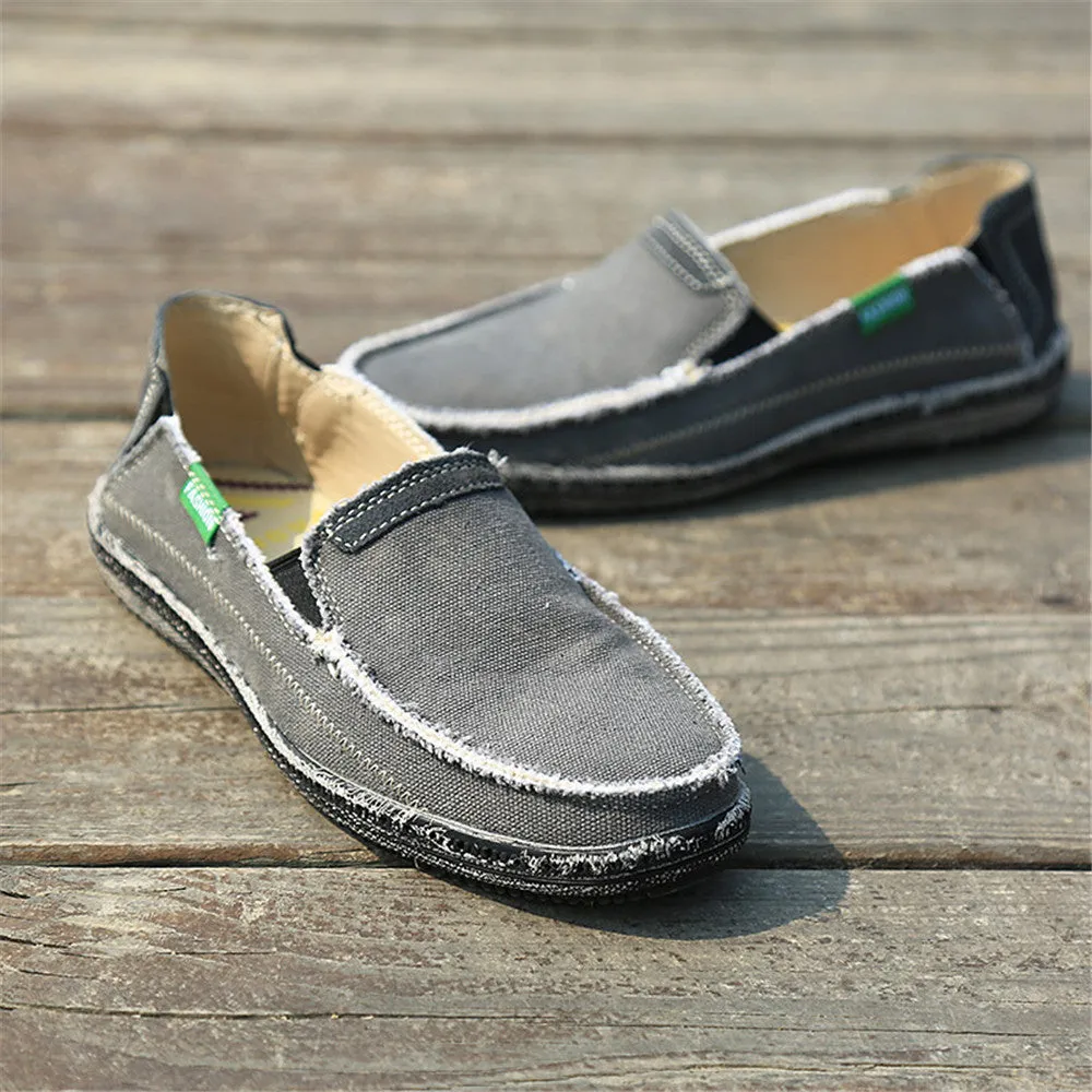 Men's Canvas Slip On Shoes Causal Breathable Loafers | runandup