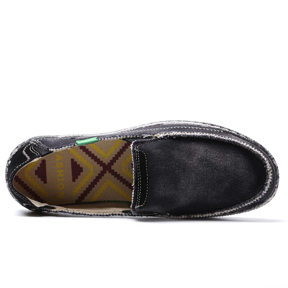 Men's Canvas Slip On Shoes Causal Breathable Loafers | runandup