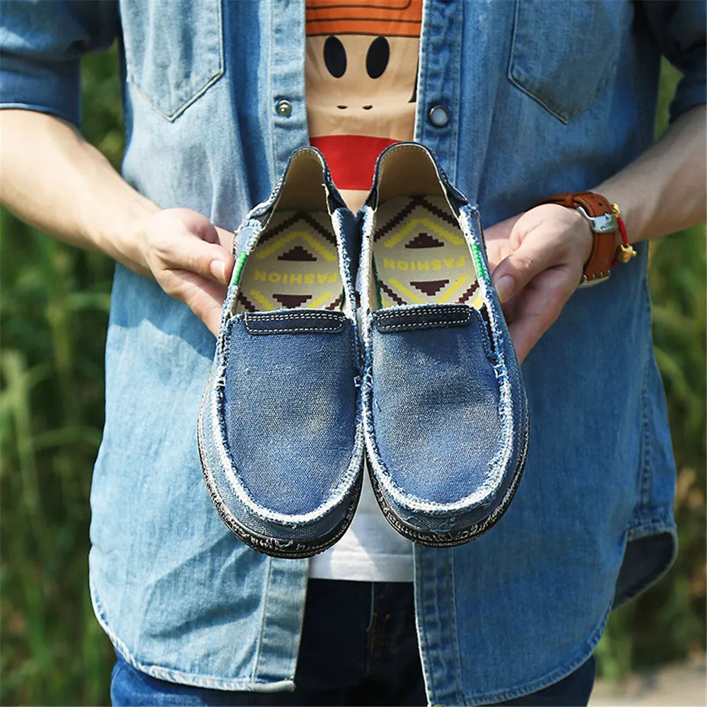 Men's Canvas Slip On Shoes Causal Breathable Loafers | runandup