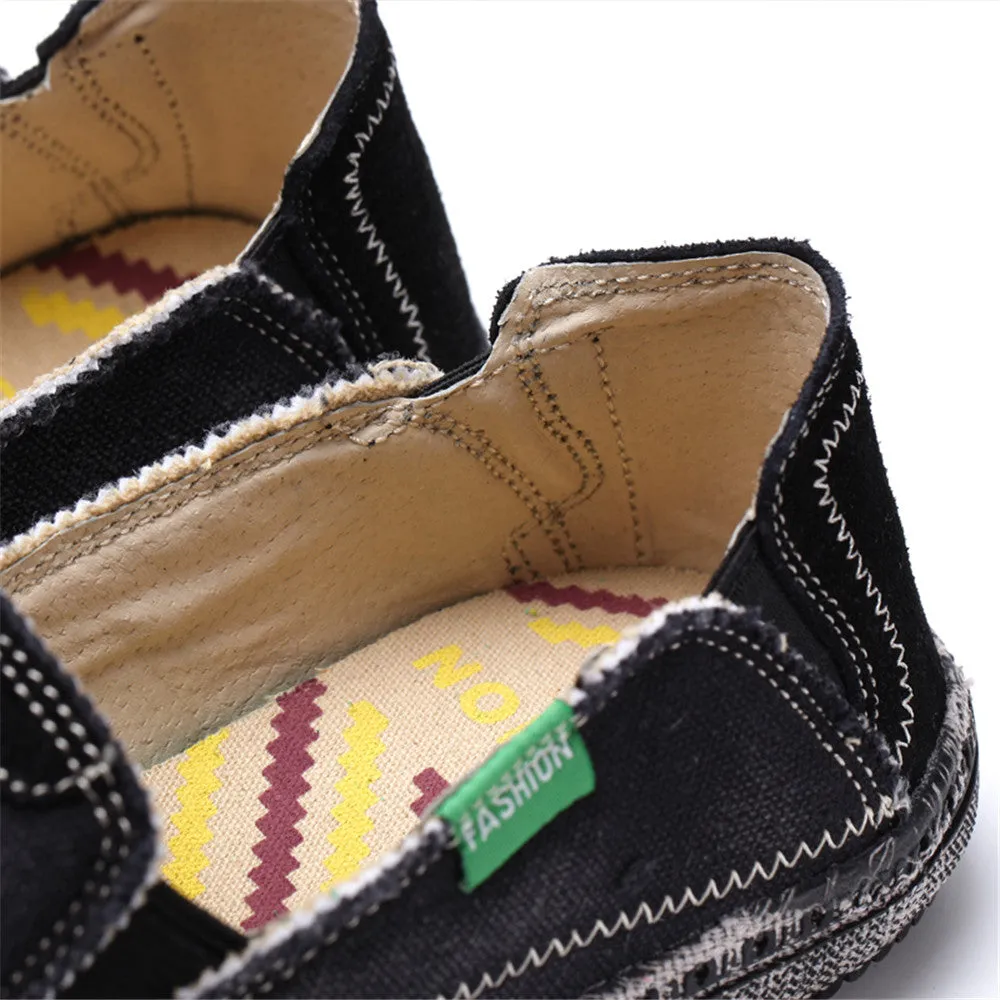 Men's Canvas Slip On Shoes Causal Breathable Loafers | runandup