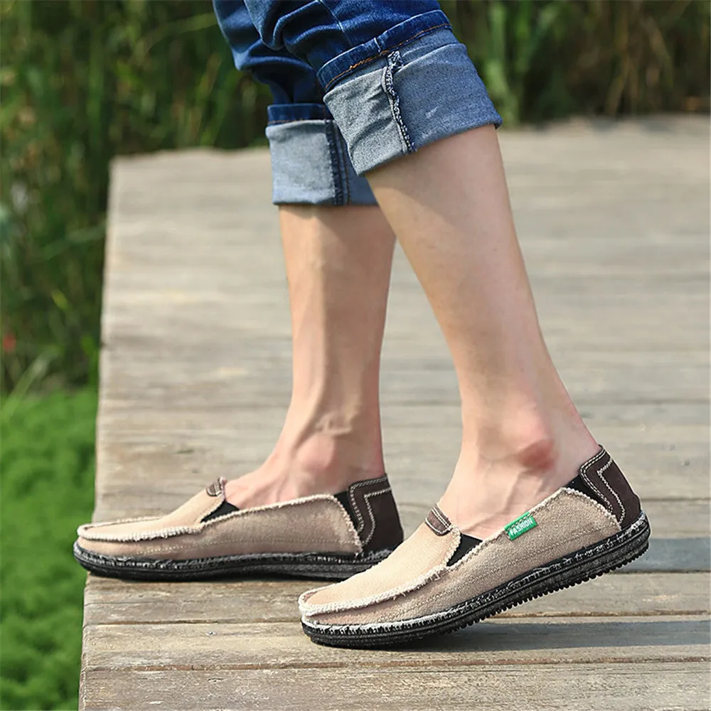 Men's Canvas Slip On Shoes Causal Breathable Loafers | runandup