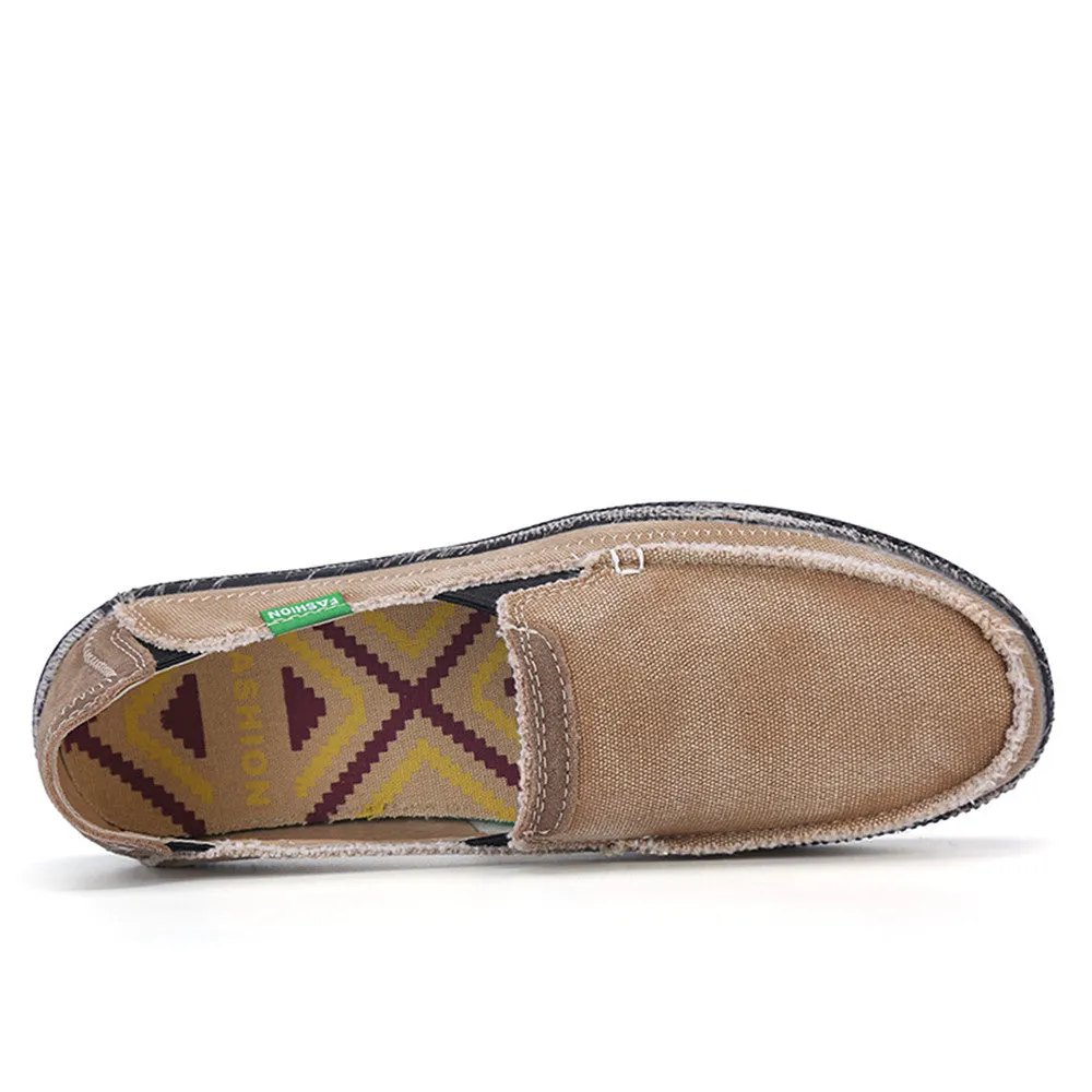 Men's Canvas Slip On Shoes Causal Breathable Loafers | runandup