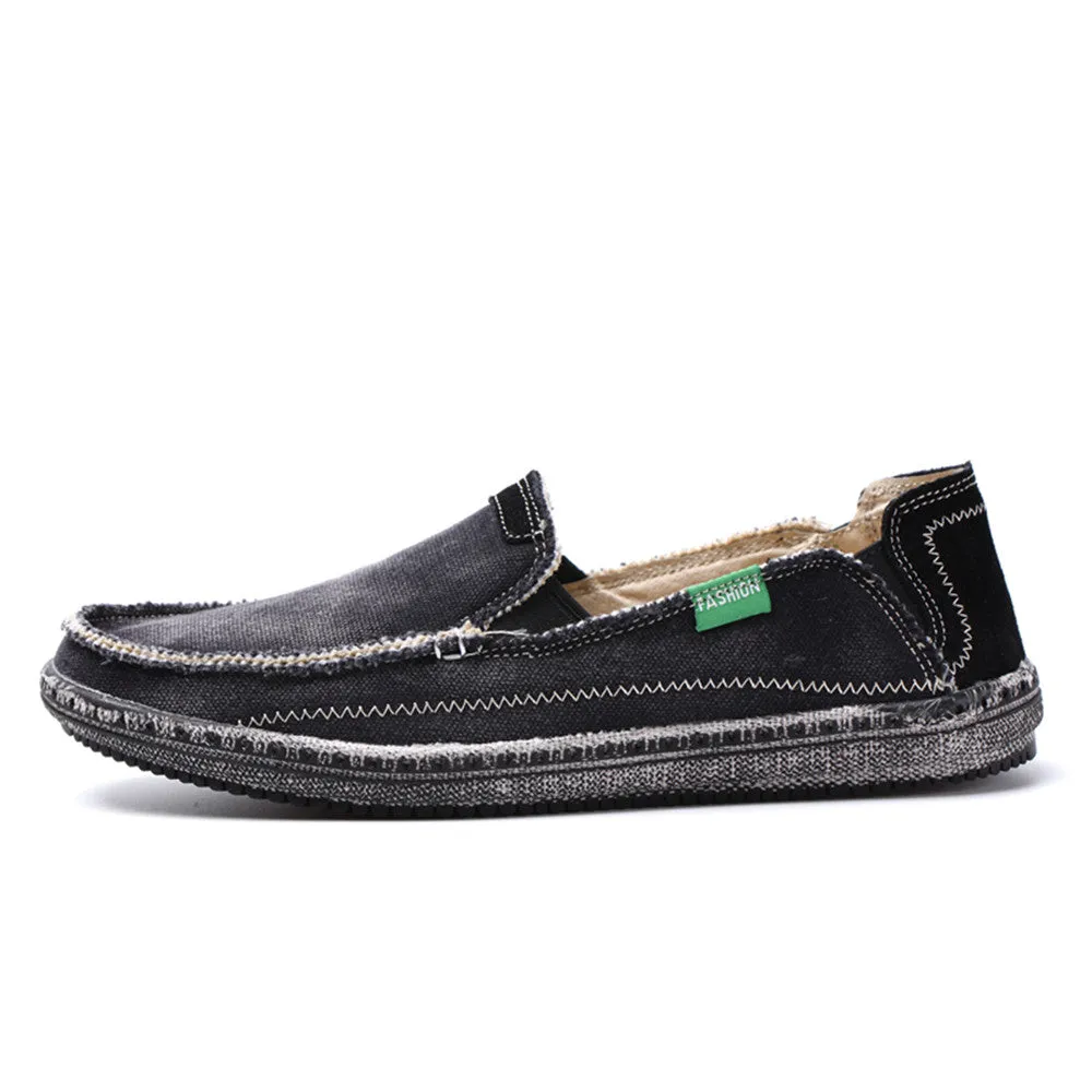 Men's Canvas Slip On Shoes Causal Breathable Loafers | runandup