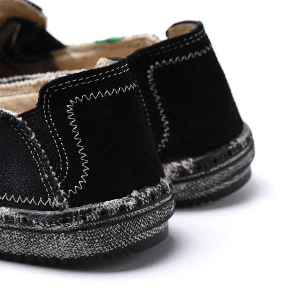 Men's Canvas Slip On Shoes Causal Breathable Loafers | runandup