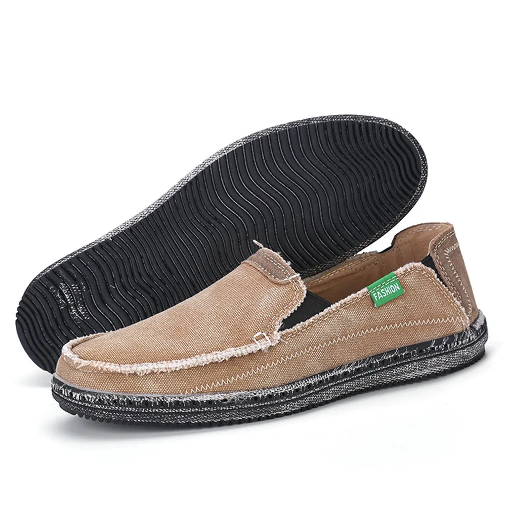 Men's Canvas Slip On Shoes Causal Breathable Loafers | runandup