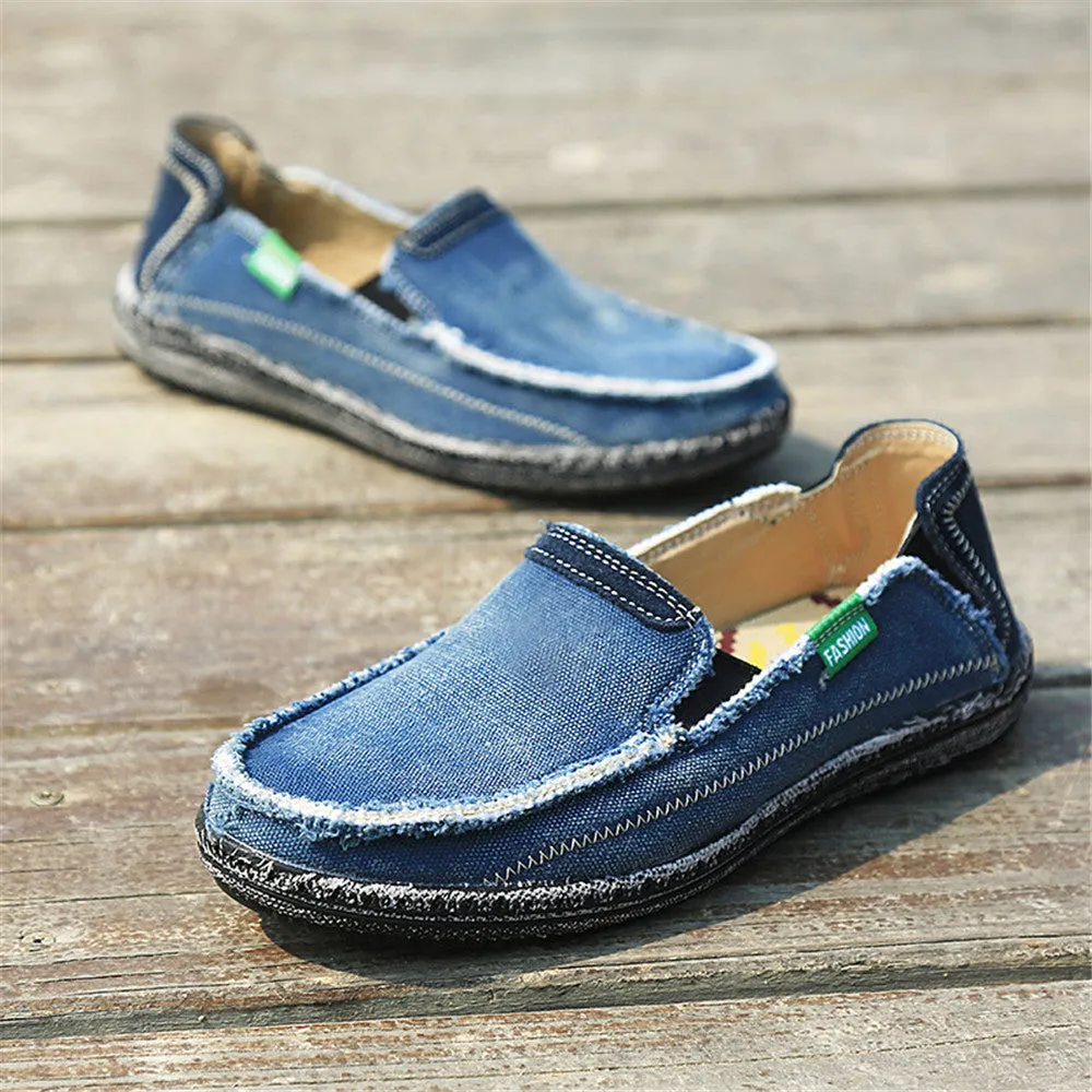 Men's Canvas Slip On Shoes Causal Breathable Loafers | runandup