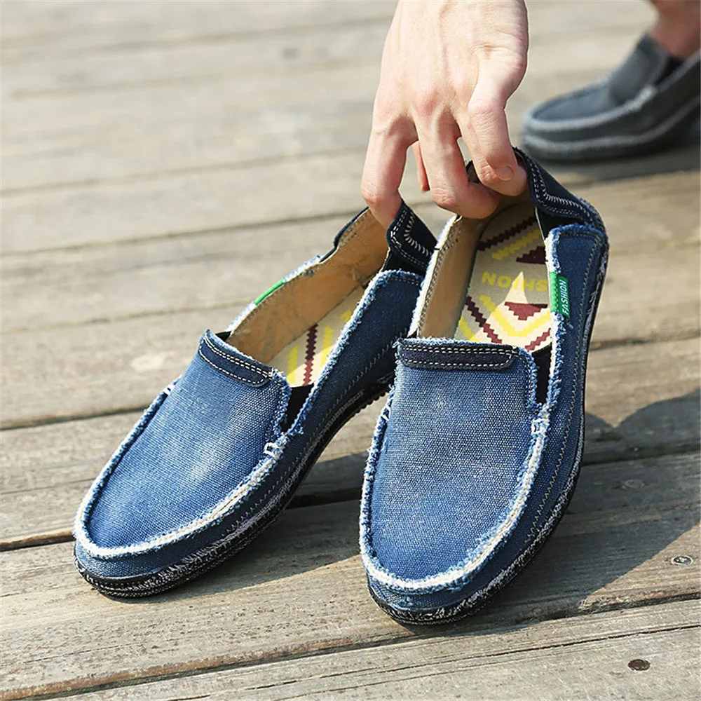Men's Canvas Slip On Shoes Causal Breathable Loafers | runandup