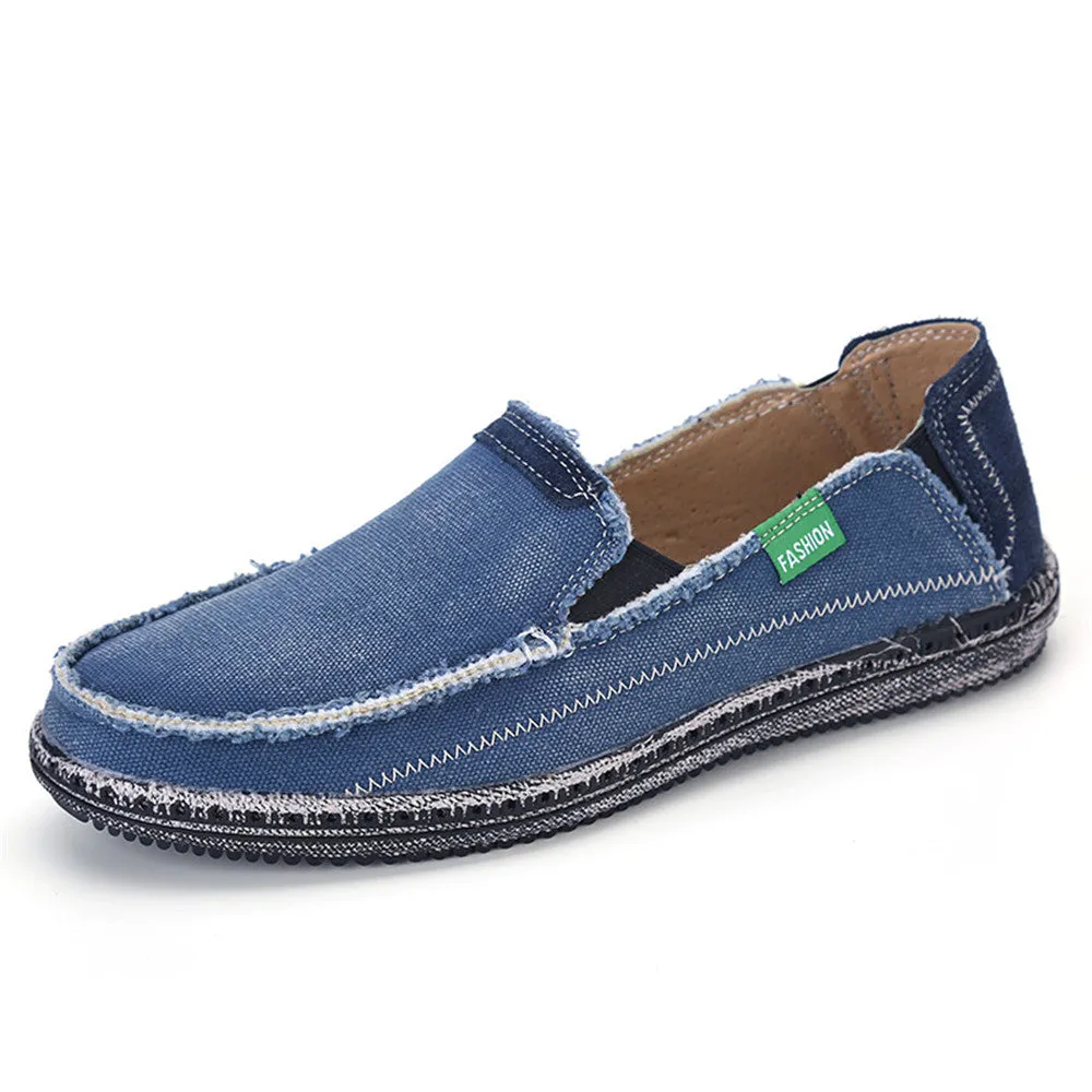 Men's Canvas Slip On Shoes Causal Breathable Loafers | runandup