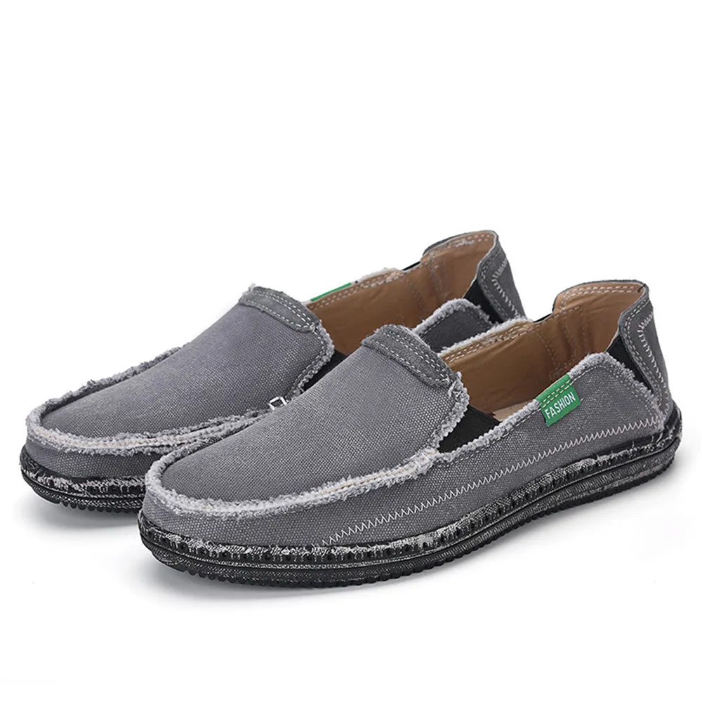 Men's Canvas Slip On Shoes Causal Breathable Loafers | runandup
