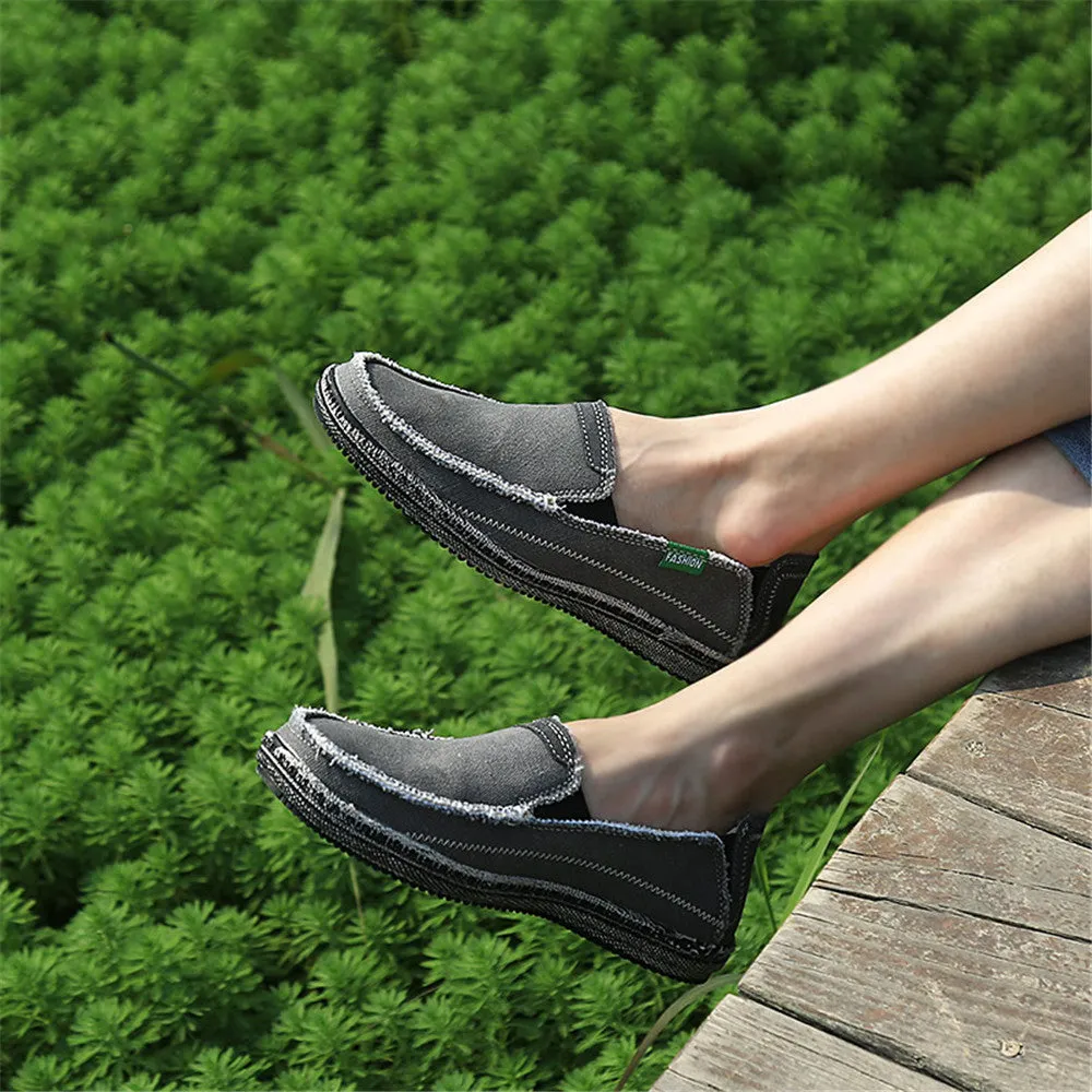 Men's Canvas Slip On Shoes Causal Breathable Loafers | runandup