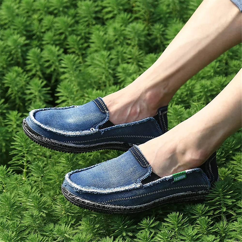 Men's Canvas Slip On Shoes Causal Breathable Loafers | runandup
