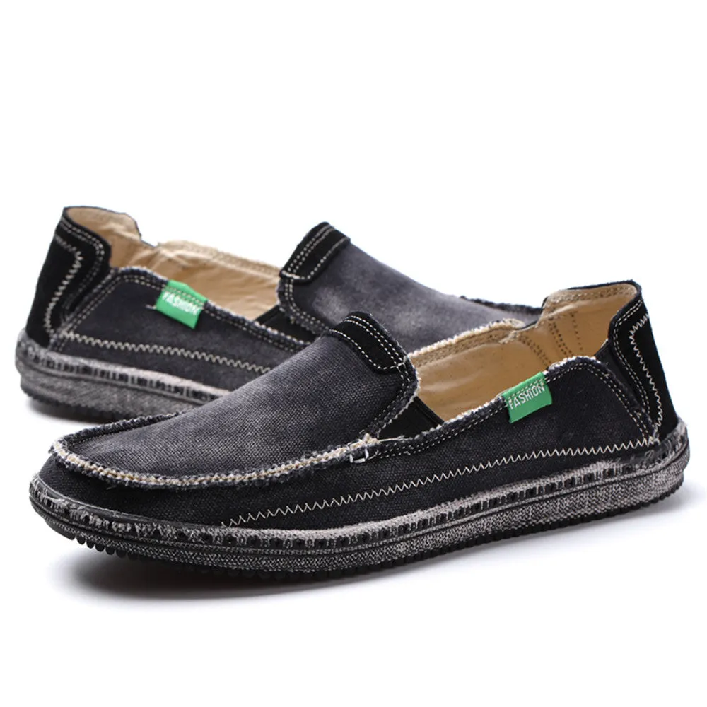 Men's Canvas Slip On Shoes Causal Breathable Loafers | runandup