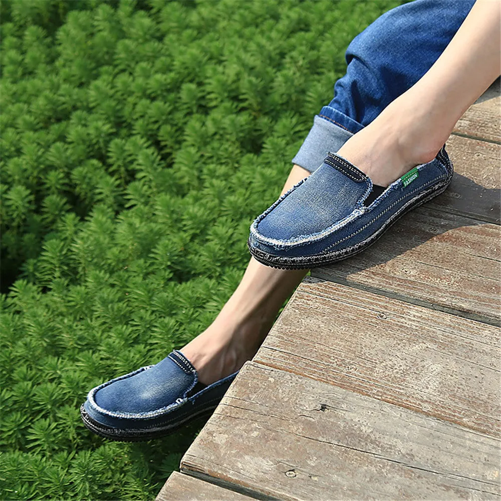 Men's Canvas Slip On Shoes Causal Breathable Loafers | runandup
