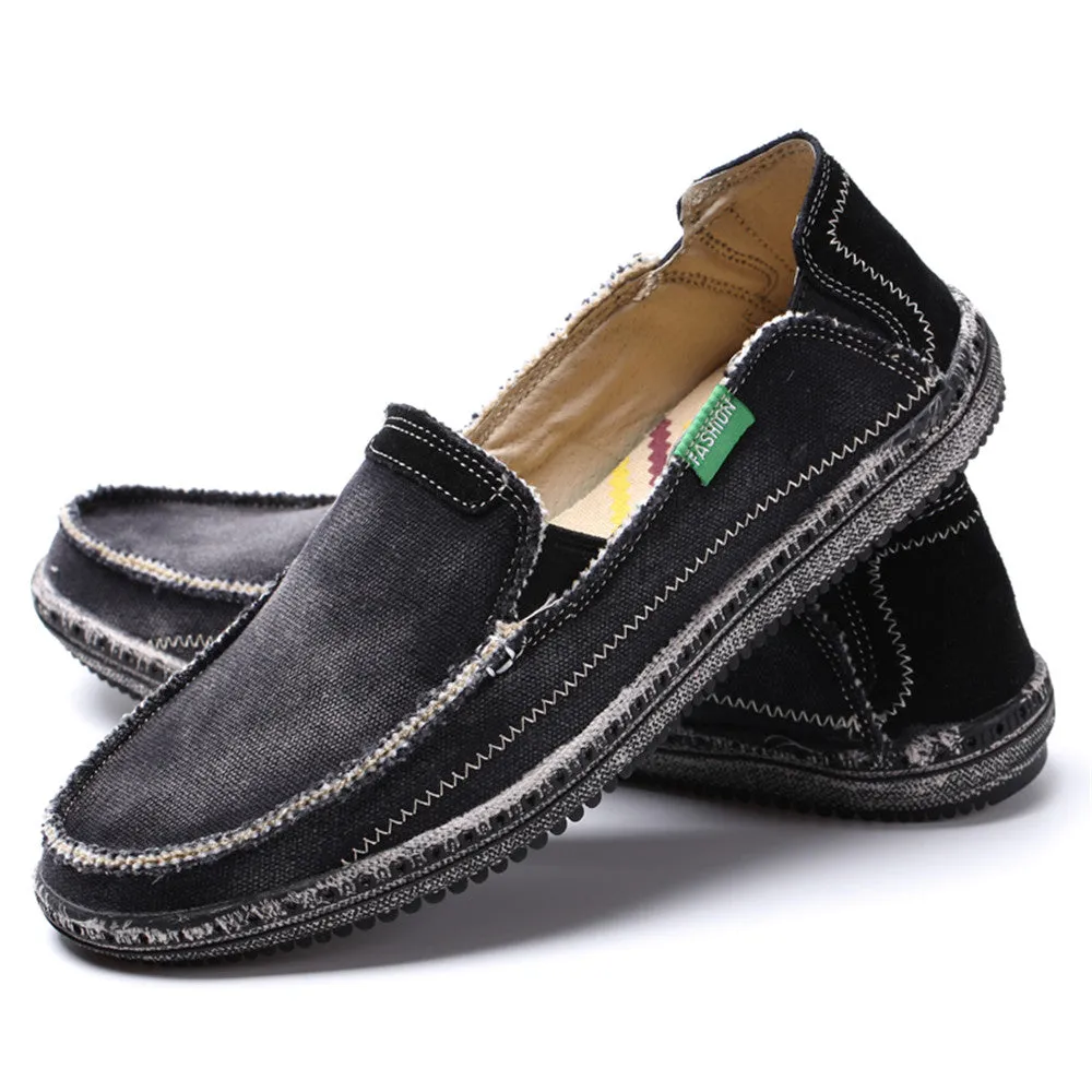 Men's Canvas Slip On Shoes Causal Breathable Loafers | runandup