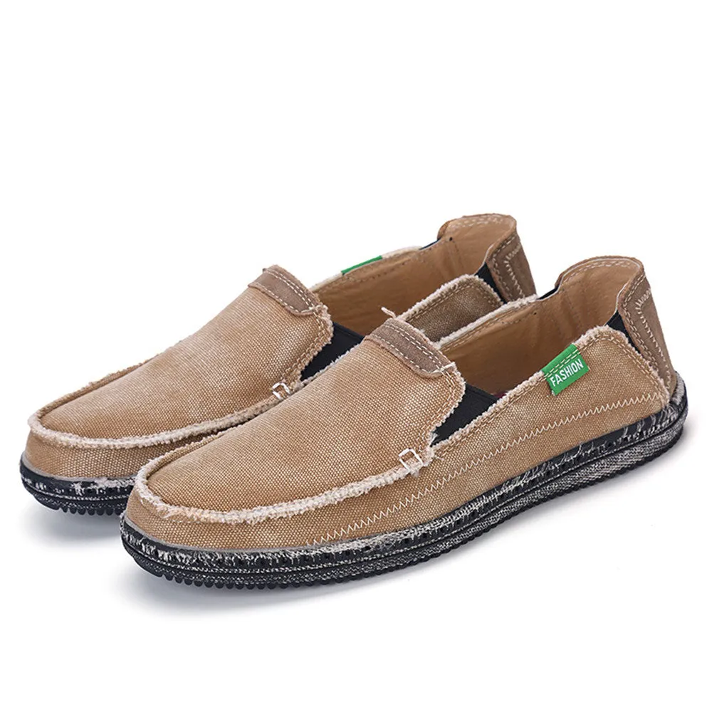 Men's Canvas Slip On Shoes Causal Breathable Loafers | runandup