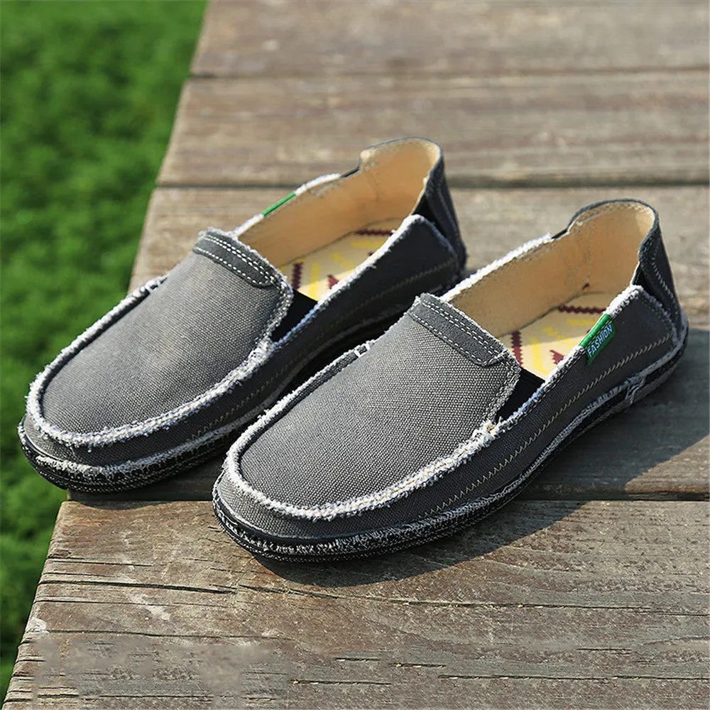 Men's Canvas Slip On Shoes Causal Breathable Loafers | runandup