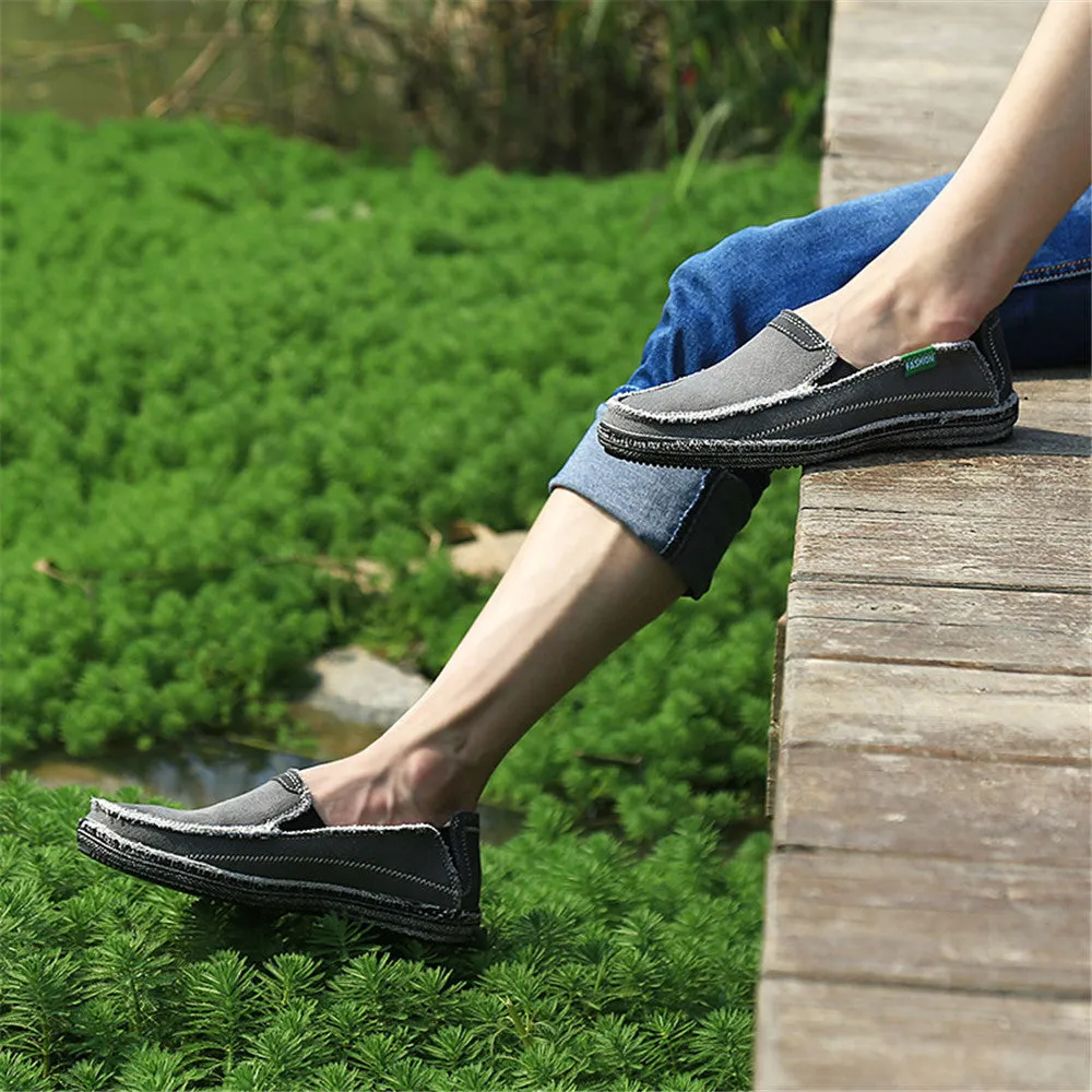 Men's Canvas Slip On Shoes Causal Breathable Loafers | runandup