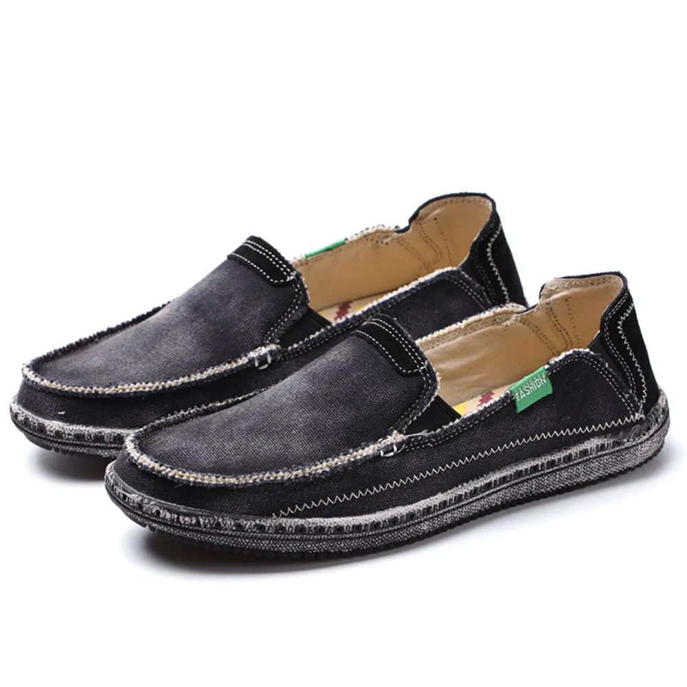 Men's Canvas Slip On Shoes Causal Breathable Loafers | runandup