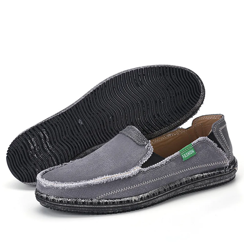 Men's Canvas Slip On Shoes Causal Breathable Loafers | runandup