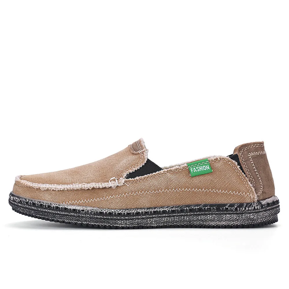 Men's Canvas Slip On Shoes Causal Breathable Loafers | runandup