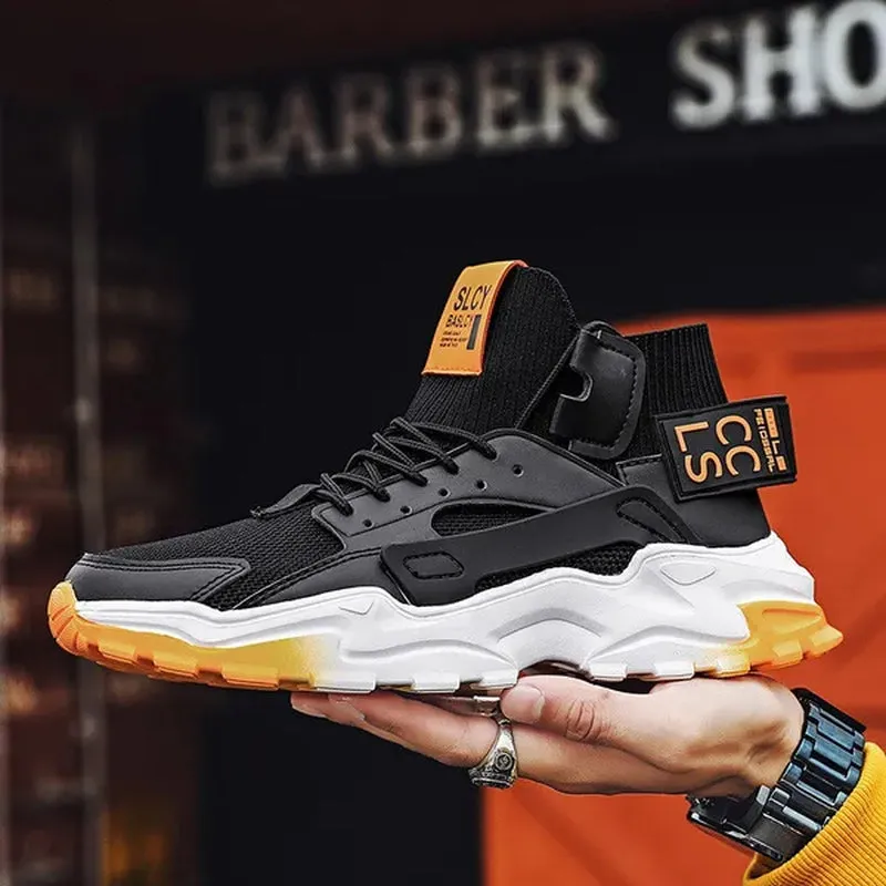 Men'S Fashion High Top Street Sneakers Breathable Sports Shoes Casual Shoes