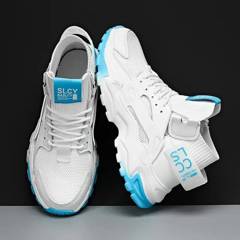 Men'S Fashion High Top Street Sneakers Breathable Sports Shoes Casual Shoes
