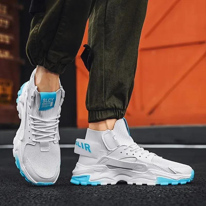 Men'S Fashion High Top Street Sneakers Breathable Sports Shoes Casual Shoes