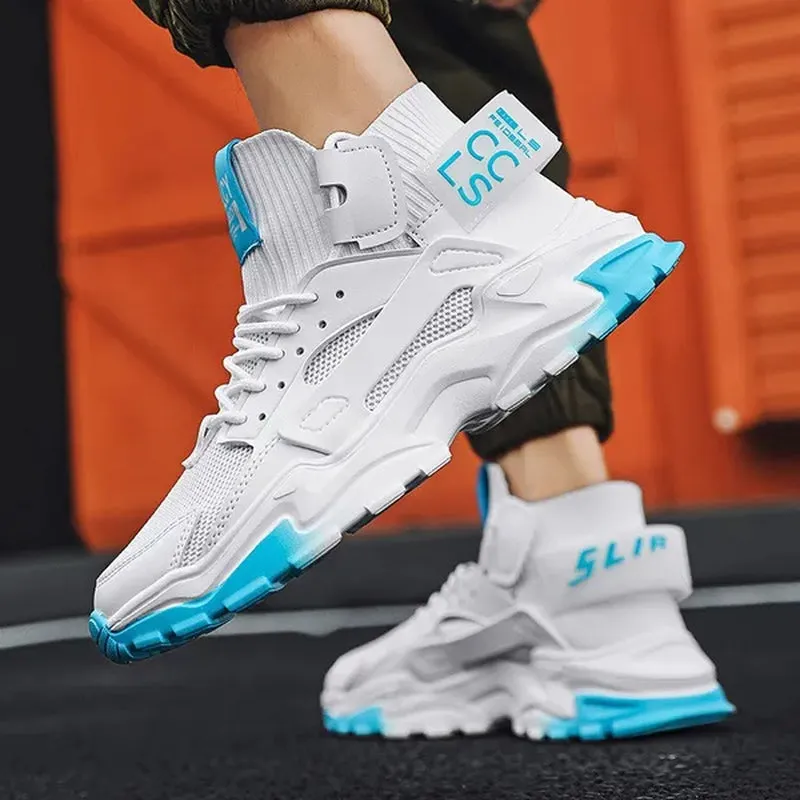 Men'S Fashion High Top Street Sneakers Breathable Sports Shoes Casual Shoes