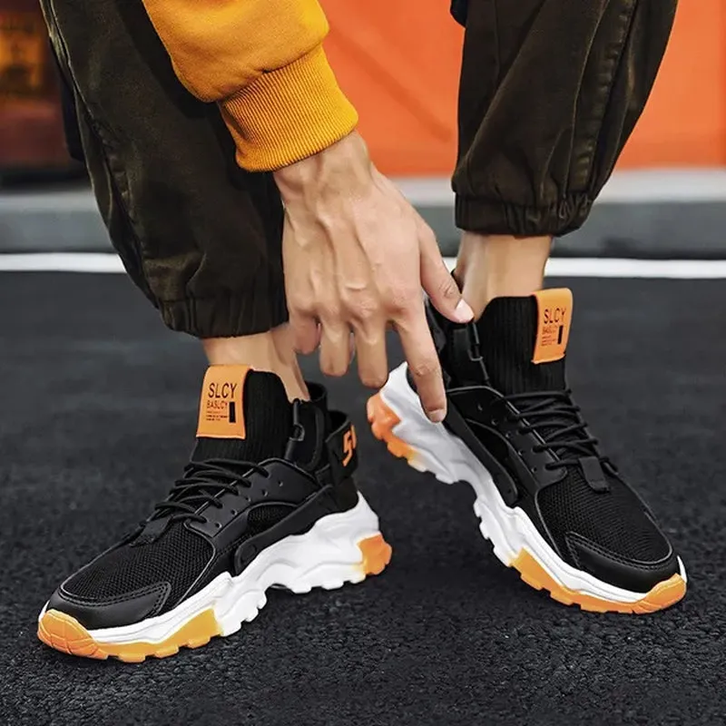 Men'S Fashion High Top Street Sneakers Breathable Sports Shoes Casual Shoes