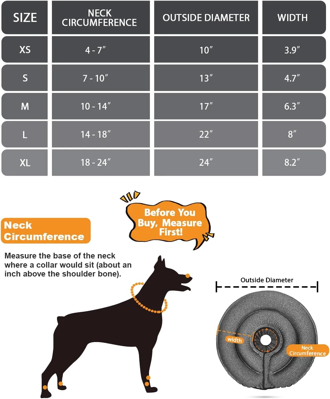 MIDOG Dog Cone Collar for Large Medium Dogs, Soft Inflatable Dog Cone Alternative After Surgery, Adjustable Protective Recovery Cone - Alternative E Collar Does Not Block Vision (Gray,S,Patented)
