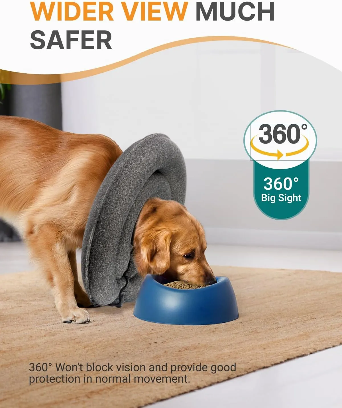 MIDOG Dog Cone Collar for Large Medium Dogs, Soft Inflatable Dog Cone Alternative After Surgery, Adjustable Protective Recovery Cone - Alternative E Collar Does Not Block Vision (Gray,S,Patented)