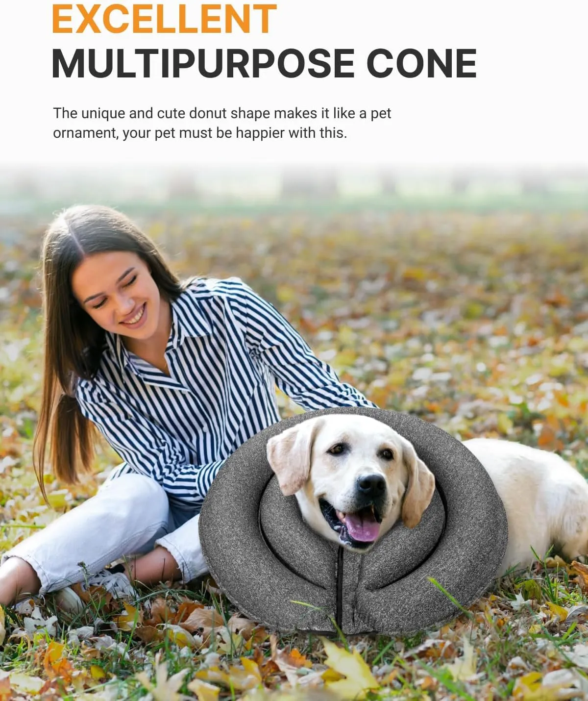 MIDOG Dog Cone Collar for Large Medium Dogs, Soft Inflatable Dog Cone Alternative After Surgery, Adjustable Protective Recovery Cone - Alternative E Collar Does Not Block Vision (Gray,S,Patented)