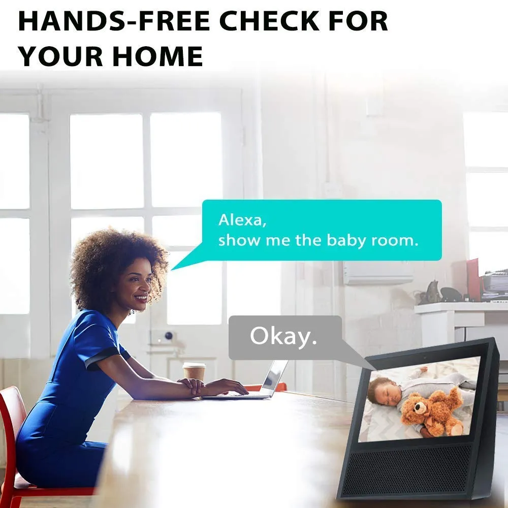 Netvue Home Security Camera, Work with Alexa Echo show 360 degree View, Wireless IP Camera with AI. Human Detection P/T/Z, TF Card Record, 2 Way Audio, Night Vision, Baby Monitor, Pet Camera