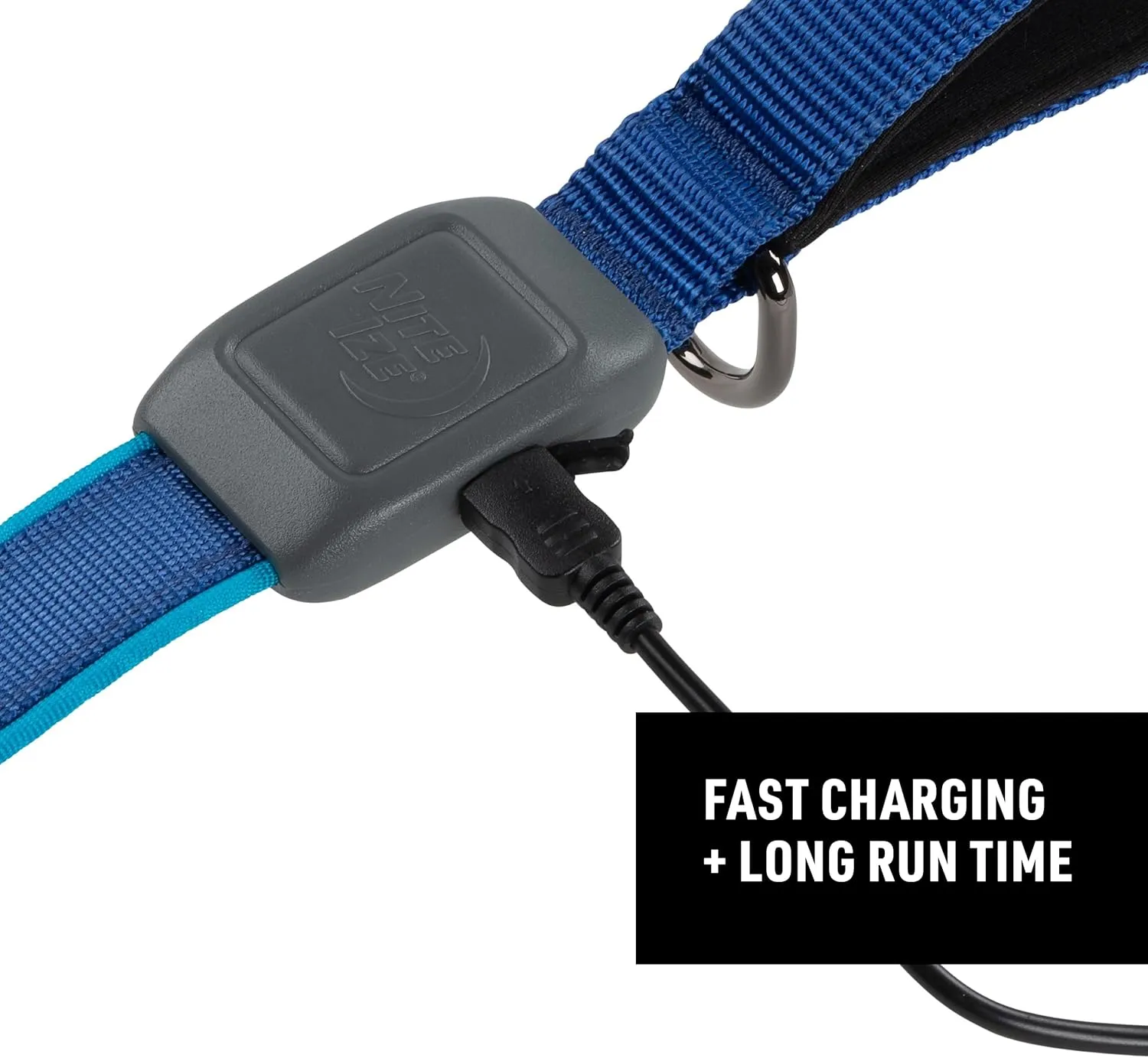 Nite Ize NiteDog Rechargeable LED Leash - Rechargeable LED Light Dog Leash with Padded Handle - Dog Walking Accessories for Walking & Running - 5 Feet, Blue